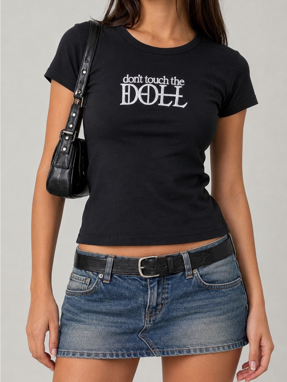 Vintage Betty Rocker Don’t Touch the Doll Y2K Baby Tee Black Small